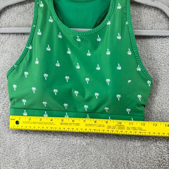 Fabletics Top Shorts Womens XS Green Palm Tree Workout Set Padded Bra Motion365 - Picture 7 of 14
